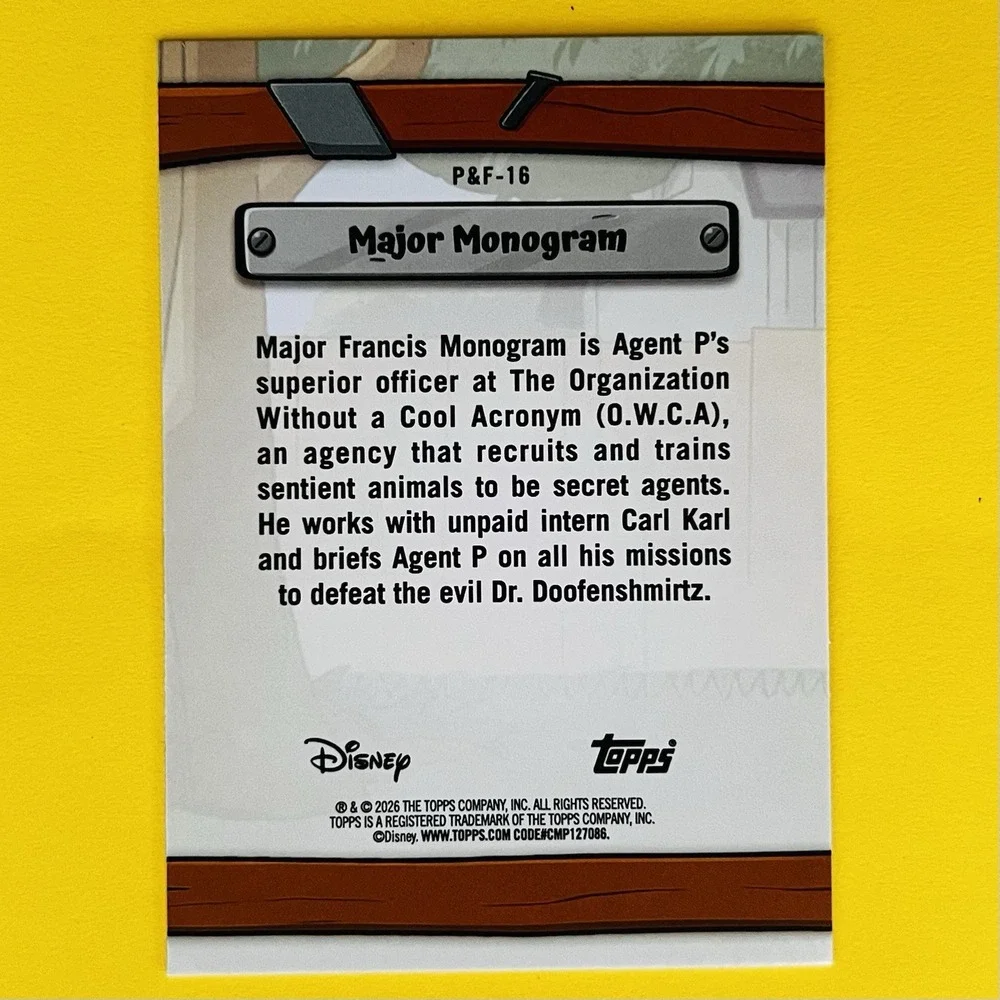 2026 Topps Disney‎ Neon Major Monogram P&F-16